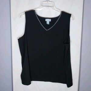 Liz & Me Tank Top Sz 3x (26/28) Black Polka Dot Trim Whimsigoth Corporate Goth